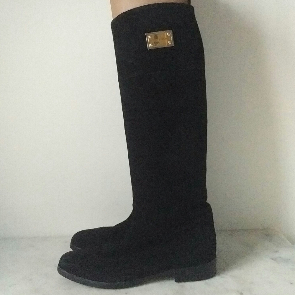 DOLCE + GABBANA - luxe silky soft black suede logo